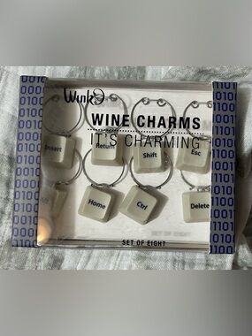 Retro Keyboard Key Wine Charms